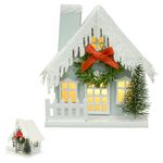 Casinha Natalina Azul Claro Com Led Pinheiro Decoração Natal