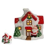 Enfeite Natal Casinha C/ Luz Natalina Papai Noel Decoração