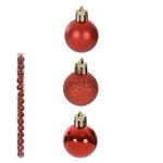 Jogo 15 Bolas de Natal Tubo Misto Vermelho 4cm