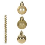 Jogo 15 Bolas de Natal Tubo Misto Dourado 4cm