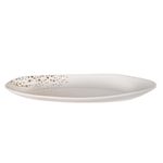 Bandeja Centro de Mesa Porcelana Pequeno Branco e Dourado 26cm