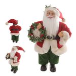 Papai Noel em Pé com Guirlanda 30cm Vermelho e Verde