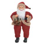 Papai Noel em Pé com Led Pinha 40cm Vermelho Bege
