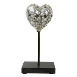 Escultura Decorativa Coração Prata 25cm