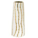 Vaso Decorativo em Cerâmica 24,5cm Branco e Dourado