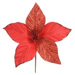 Flor De Natal Pequena Veludo Vermelho Com Brilho