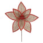 Flor Natalina Rústica Juta Listras Berry Vermelho