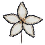 Flor Natalina Veludo Off White Azul Com Berry Dourado