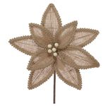 Flor Bico De Papagaio Rústica Poinsetia Bege Juta Natal