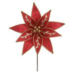 Flor Natalina Veludo Vermelho Com Dourado Luxo Flor De Natal