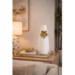 Vaso Decorativo Cerâmica Branco com Flor Dourada 32,3cm 15d