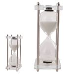 Ampulheta Decorativa Prata Em Vidro 15 Minutos Branco