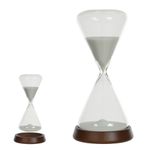 Ampulheta Decorativa Em Vidro Base Madeira 30 Minutos Branco