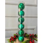 Jogo 6 Bolas de Natal Tubo Misto Verde 8cm