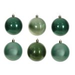 Jg 6 Bolas De Natal Tons Verde Perolada 8cm Decoração Árvore