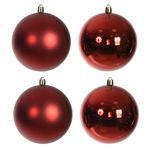Jogo 4 Bolas De Natal Perolada E Fosca Tubo Vermelho 10cm