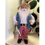 Papai Noel em Pé Praia Pescador Azul 40cm 