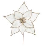 Flor De Natal Veludo Off Champagne Com Brilho