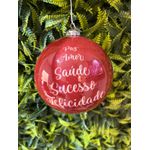 Jogo 2 Bolas De Natal 10cm Desejos De Natal Vermelho