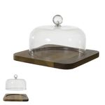 Queijeira Madeira Acácia Bege com Cúpula 