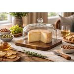 Queijeira Madeira Acácia Bege com Cúpula 