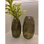 Vaso Vidro Decorativo Canelado Verde 33cm