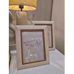 Porta Retrato em Poliestireno e Vidro 13x18cm Off White Marrom