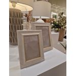 Porta Retrato em Poliestireno e Vidro 13x18cm Off White Dourado