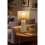 Abajur Decorativo Cerâmica e Rattan Bivolt Off White 56x30cm