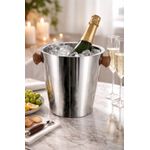 Balde De Gelo Aço Inox Para Champagnhe Com Madeira 27x23cm 
