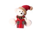 Urso Sentado com Presente Branco e Vermelho 17cm