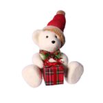 Urso Sentado com Presente Branco e Vermelho 26cm Tok da Casa