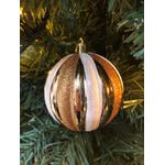 Caixa Com 3 Bolas Natalinas Cobre e Branca 8cm