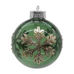Bola Decorativa Verde Translucida Floco De Neve Brilho 13cm
