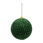 Kit 3 Bolas Natal Decoradas Verde Com Brilho 10cm