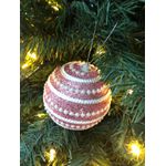 Jogo 3 Bolas De Natal Rosa Brilho Pérolas Branca 10cm