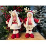 Casal Boneco Natal Em Pé Vermelho e Branco Roupinha Luxo 2und