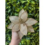 Flor Natalina Natural Com Dourado 15cm
