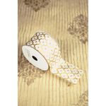 Fita Natalina Aramada 6,3cm Champagne Arabesco 9,14m