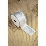 Fita Natalina Aramada 6,3cm Branca e Prata Floco de Neve 9,14m