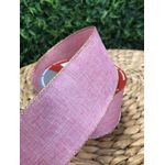 Fita Decorativa 6,3cm Rosa Detalhes Dourado 9,14m