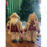 Papai E Mamãe Noel Em Pé Casal 45cm Enfeite Luxo Decor Natal