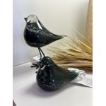  Escultura Pássaro Decor em Vidro Fume e Preto 14cm