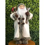 Papai Noel com Casaco de Pele E Saco de Presente 60cm
