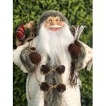 Papai Noel com Casaco de Pele E Saco de Presente 60cm