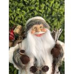 Papai Noel com Casaco de Pele E Saco de Presente 60cm