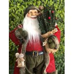 Papai Noel em Pé Campestre com Casinha Vermelho e Verde 60cm