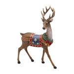 Rena Decorativa Em Pé Detalhes Guirlanda Sino Luxo Natal Marrom