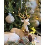 Rena Decorativa Sentada Resina Colar Dourado Led Luxo Natal