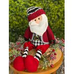 Papai Noel Sentado Vermelho Tricot Xadrez 48cm